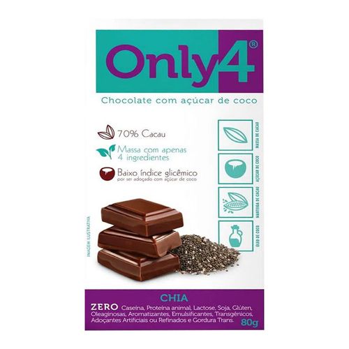 Chocolate Gourmet com Chia Zero - Only 4 - 80g