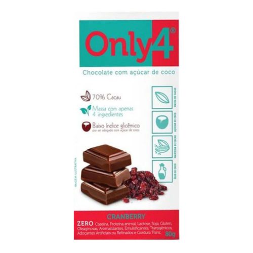 Chocolate Gourmet com Cranberry Zero - Only 4 - 80g