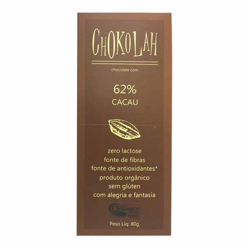 Chocolate Orgânico Amargo 62% Cacau - Chokolah - 80g Chocolate Orgânico Amargo 62% Cacau - Chokolah - 80g