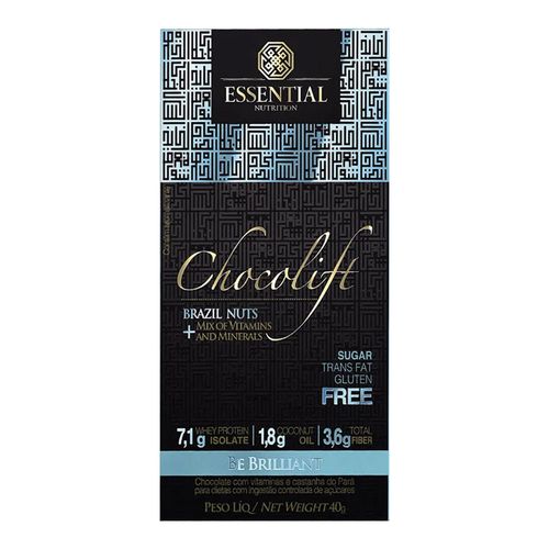 Chocolate Proteico Chocolift Be Brilliant (Brazil Nuts) - Essential Nutrition - (Barra) 40g Chocolate Proteico Chocolift Be Brilliant (Brazil Nuts) - Essential Nutrition - (Barra) 40g