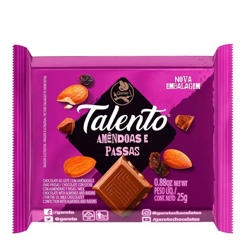 Chocolate Talento Amêndoas E Passas Garoto 25g Chocolate Talento Amêndoas E Passas Garoto 25g