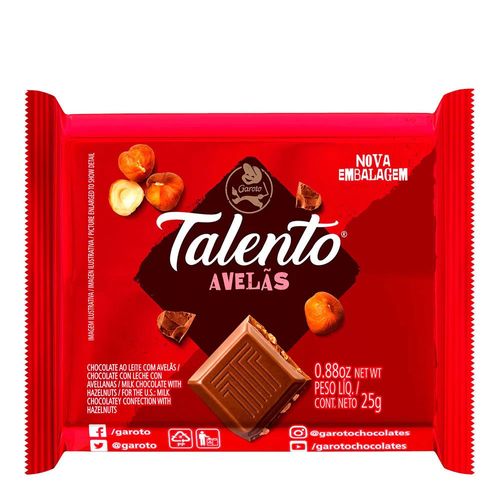 Chocolate Talento Avelã Garoto 25g Chocolate Talento Avelã Garoto 25g