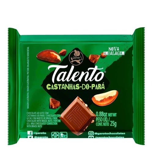 Chocolate Talento Castanhas Do Pará Garoto 25g