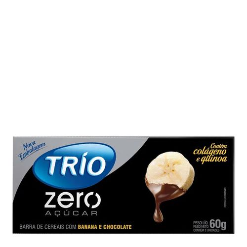 Barra de Cereais Trio Banana com Chocolate Zero Açúcar 3 Unidades de 20g Barra de Cereais Trio Banana com Chocolate Zero Açúcar 3 Unidades de 20g