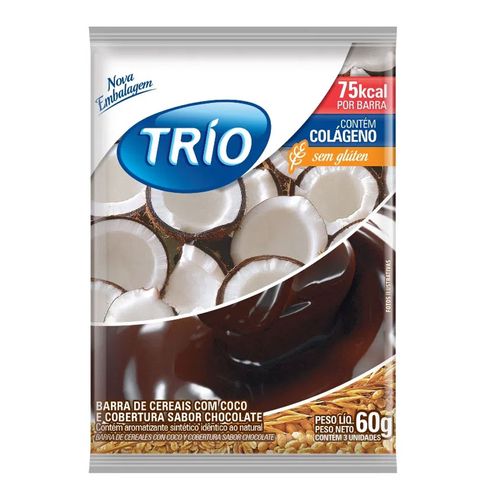 Barra de Cereais Trio Coco com Chocolate 3 Unidades de 20g