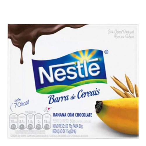Barra de Cereal Nestlé Banana Com Chocolate 60g 3 Unidades Barra de Cereal Nestlé Banana Com Chocolate 60g 3 Unidades