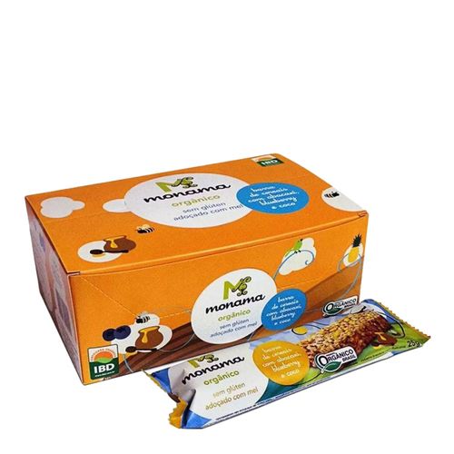 Barra de Cereais Orgânico Abacaxi, Blueberry e Coco - Monama - 12 unidades de 25g Barra de Cereais Orgânico Abacaxi, Blueberry e Coco - Monama - 12 unidades de 25g