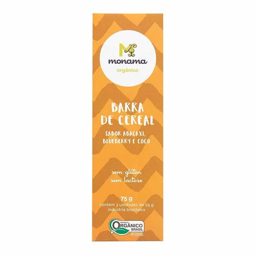 Barra de Cereais Orgânico Abacaxi, Blueberry e Coco - Monama - 3 unidades de 25g Barra de Cereais Orgânico Abacaxi, Blueberry e Coco - Monama - 3 unidades de 25g