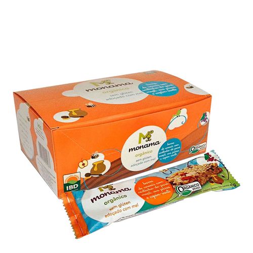 Barra De Cereais Orgânico Castanha Do Pará, Maçã, Uva Passa E Capim Santo - Monama - 12 unidades de 25g Barra De Cereais Orgânico Castanha Do Pará, Maçã, Uva Passa E Capim Santo - Monama - 12 unidades de 25g