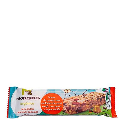 Barra de Cereais Orgânico Castanha do Pará, Maçã, Uva Passa e Capim Santo - Monama - 25g Barra de Cereais Orgânico Castanha do Pará, Maçã, Uva Passa e Capim Santo - Monama - 25g