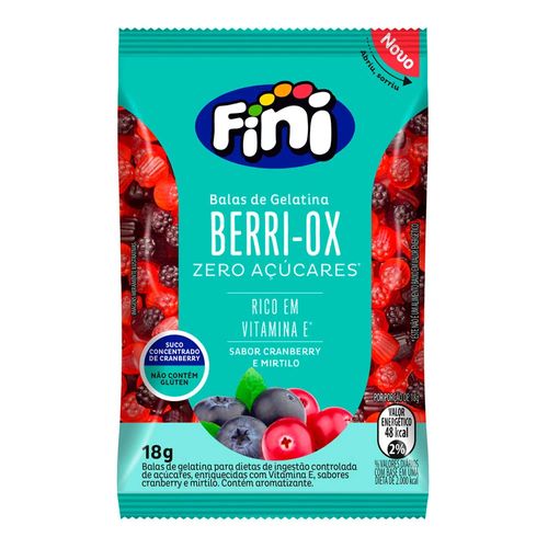 Bala De Gelatina Fini Berri-Ox Sabor Cranberry e Mirtilo 18g Bala De Gelatina Fini Berri-Ox Sabor Cranberry e Mirtilo 18g