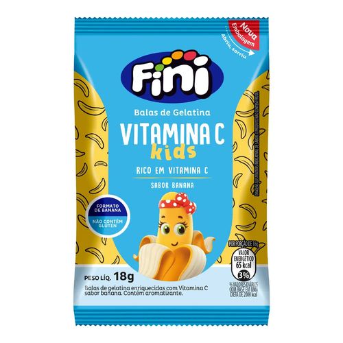 Balas de Gelatina Fini Kids Vitamina C Banana 18g Balas de Gelatina Fini Kids Vitamina C Banana 18g