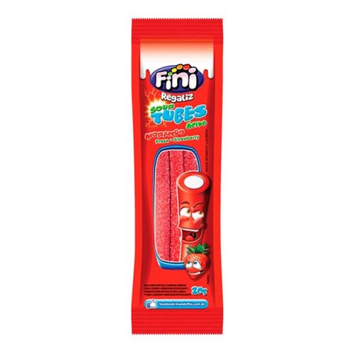 Balas de Gelatina Fini Tubes Morango Cítrico 17g