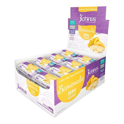 Bananada Zero Açúcar - Phinus - 24 unidades de 25g Bananada Zero Açúcar - Phinus - 24 unidades de 25g
