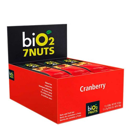 Barra de Castanhas 7Nuts Cranberry - Bio2 - 12 unidades de 25g Barra de Castanhas 7Nuts Cranberry - Bio2 - 12 unidades de 25g