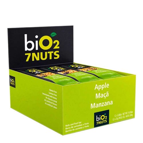 Barra de Castanhas 7Nuts Maçã - Bio2 - 12 unidades de 25g Barra de Castanhas 7Nuts Maçã - Bio2 - 12 unidades de 25g