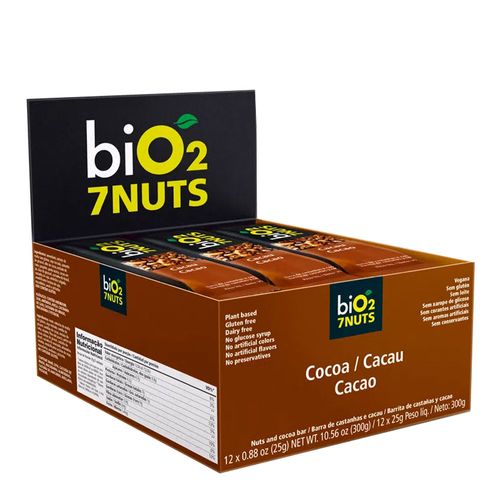 Barra de Castanhas e Cacau 7Nuts - Bio2 - 12 unidades de 25g Barra de Castanhas e Cacau 7Nuts - Bio2 - 12 unidades de 25g