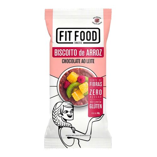 Biscoito de Arroz Fit Food Chocolate ao Leite 60g Biscoito de Arroz Fit Food Chocolate ao Leite 60g