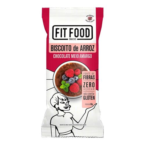 Biscoito de Arroz Fit Food Chocolate Meio Amargo 60g Biscoito de Arroz Fit Food Chocolate Meio Amargo 60g