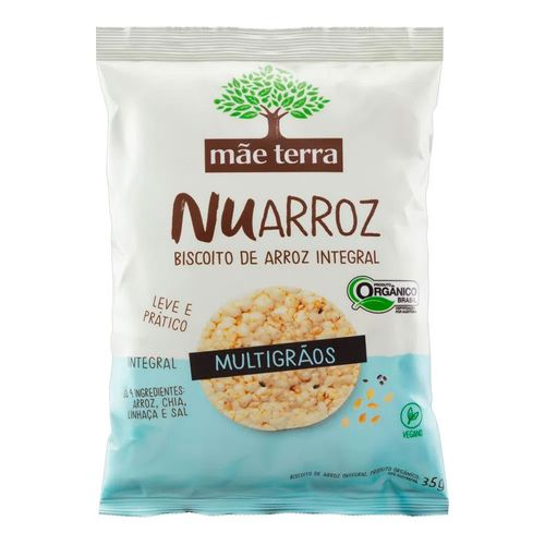 Biscoito de Arroz Integral Orgânico Mãe Terra Nuarroz 35g Biscoito de Arroz Integral Orgânico Mãe Terra Nuarroz 35g