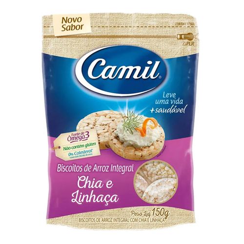 Biscoito de Arroz, Chia e Linhaça - Camil - 150g Biscoito de Arroz, Chia e Linhaça - Camil - 150g