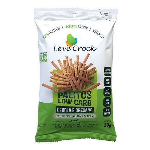 Biscoito Palitos Low Carb Cebola E Orégano - Leve Crock - 50g Biscoito Palitos Low Carb Cebola E Orégano - Leve Crock - 50g
