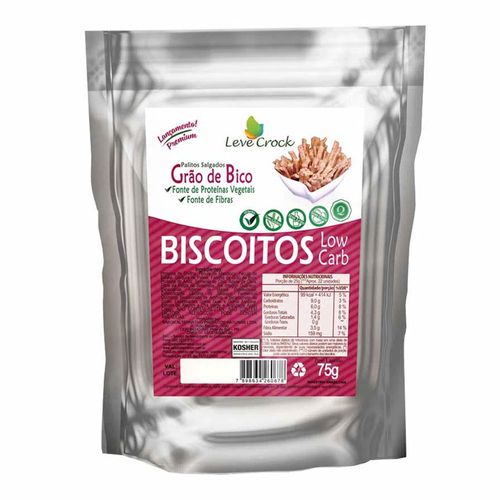 Biscoito Palitos Low Carb Salgados Grão De Bico - Leve Crock - 75g Biscoito Palitos Low Carb Salgados Grão De Bico - Leve Crock - 75g