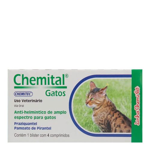 Chemital Gatos com 04 Comprimidos 330mg