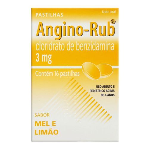 Angino-Rub sabor mel/limão 16 pastilhas Angino-Rub sabor mel/limão 16 pastilhas