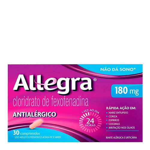 Antialérgico Allegra 180mg Sanofi 30 Comprimidos