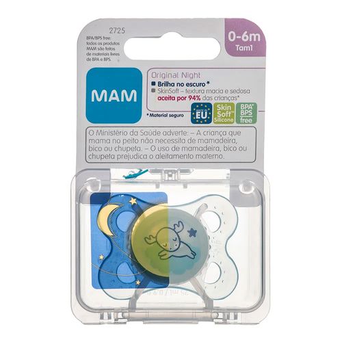 Chupeta Mam Original Night 0-6 Meses Azul 1 Unidade