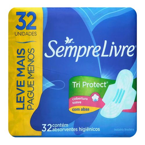 Absorvente Sempre Livre Tri Protect Com Abas 32 Unidades