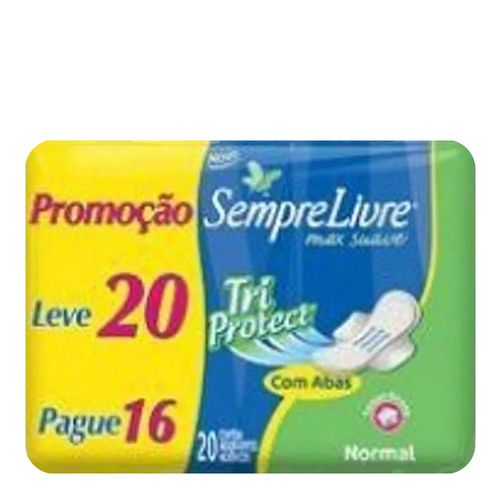 Absorvente Sempre Livre Tri Protect Toque Suave Com Abas 20 Unidades Absorvente Sempre Livre Tri Protect Toque Suave Com Abas 20 Unidades