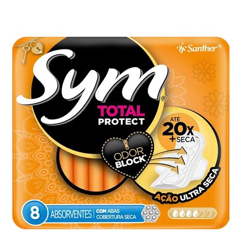 Absorvente Sym Cobertura Seca Com Abas 8 Unidades Absorvente Sym Cobertura Seca Com Abas 8 Unidades