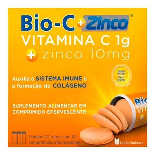 Vitamina C Bio-C + Zinco 1000mg União Química 30 Comprimidos Efervescente Vitamina C Bio-C + Zinco 1000mg União Química 30 Comprimidos Efervescente