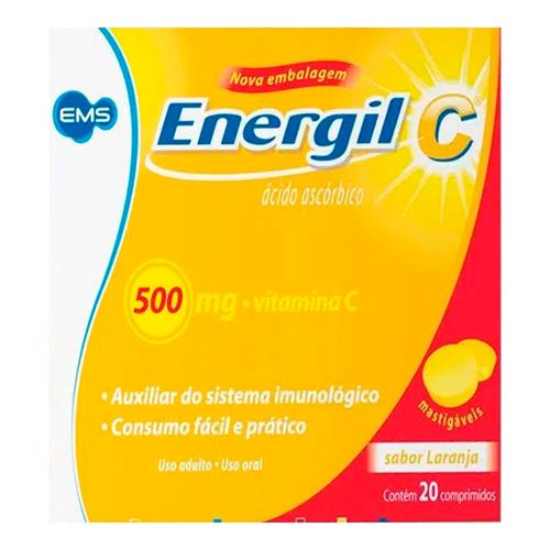 Vitamina C Energil C 500mg EMS 20 Comprimidos Mastigáveis Vitamina C Energil C 500mg EMS 20 Comprimidos Mastigáveis