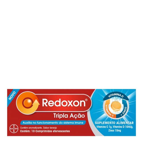 Vitamina C Redoxon Zinco Laranja 1g Bayer 10 Comprimidos Efervescente