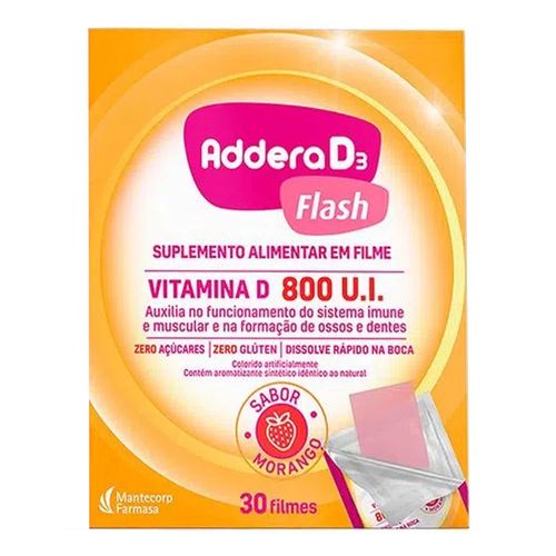 Vitamina D Addera D3 Flash 800UI Morango 30 Sachês