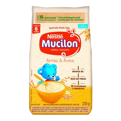 Cereal Infantil Nestlé Mucilon Arroz e Aveia 230g Cereal Infantil Nestlé Mucilon Arroz e Aveia 230g