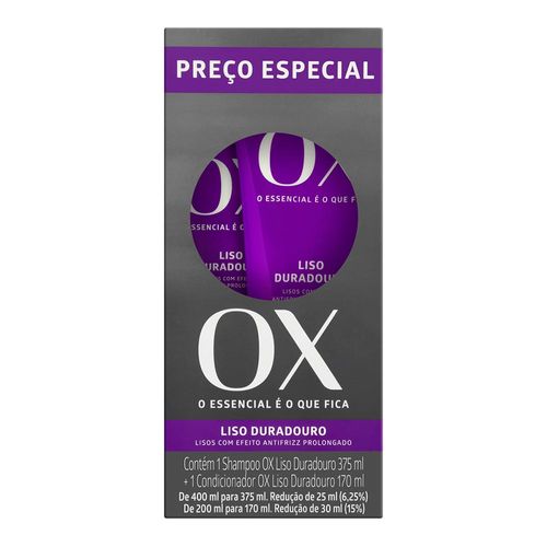 Kit Shampoo OX Liso Dourado 375ml + Condicionador 170ml Kit Shampoo OX Liso Dourado 375ml + Condicionador 170ml