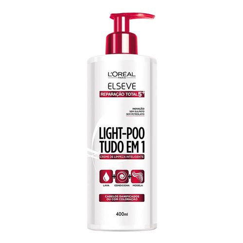 Creme de Limpeza Inteligente Elseve Light-Poo Reparação Total 5+ 400ml Creme de Limpeza Inteligente Elseve Light-Poo Reparação Total 5+ 400ml