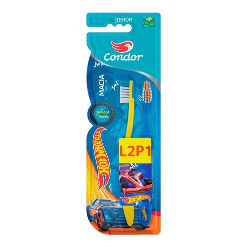Escova Dental Condor Junior Hot Wheels Macia 2 Unidades Escova Dental Condor Junior Hot Wheels Macia 2 Unidades
