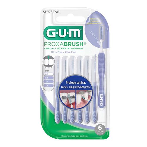 Escova Dental Gum Proxabrush 0.6mm Ultra Fino Cilíndrico 6 Unidades Escova Dental Gum Proxabrush 0.6mm Ultra Fino Cilíndrico 6 Unidades