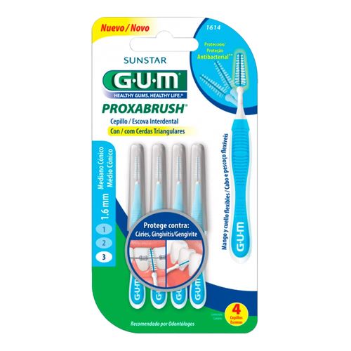 Escova Dental Gum Proxabrush 1.6mm Mediano Cilíndrico 6 Unidades Escova Dental Gum Proxabrush 1.6mm Mediano Cilíndrico 6 Unidades