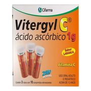 Kit Vitamina C Vitergyl C 1g Cifarma 30 Comprimidos Efervescentes