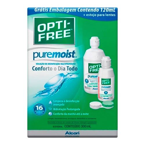 Solução Para Lentes De Contato Opti Free Alcon Pure Moist 300ml + 120ml Solução Para Lentes De Contato Opti Free Alcon Pure Moist 300ml + 120ml