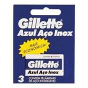 Lâmina de Barbear Gillette Azul Inox 3 Unidades