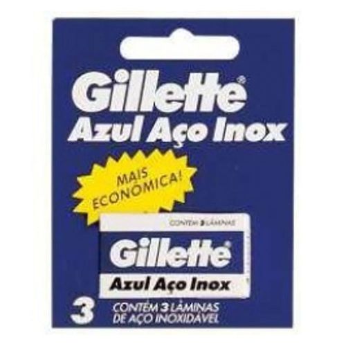 Lâmina de Barbear Gillette Azul Inox 3 Unidades