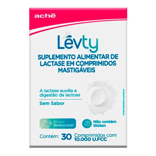 Suplemento Alimentar De Lactase Lévty 10.000 U.FCC Ache 30 Comprimidos Suplemento Alimentar De Lactase Lévty 10.000 U.FCC Ache 30 Comprimidos
