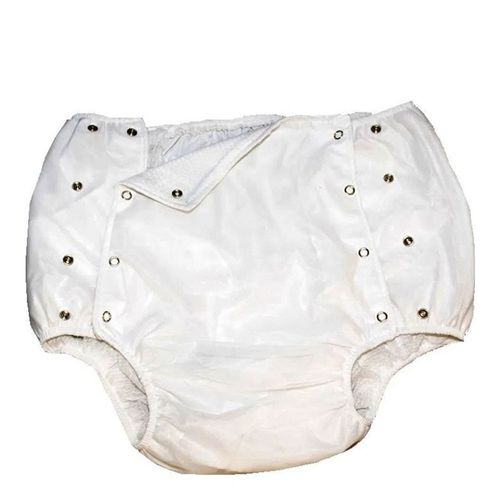 Calça Plástica Branca Com Botão Luxo Senior Care